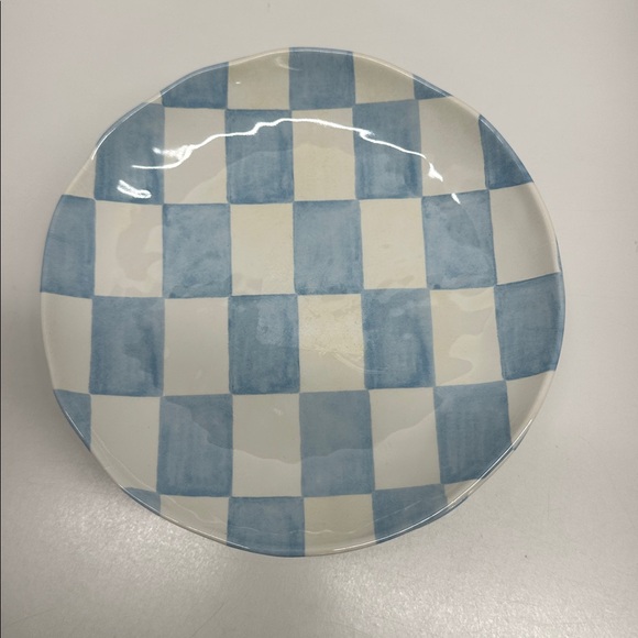 Blue White Checkered Melamine Round 6.5" Dessert Plates Indoor Outdoor Set of 6 - Picture 2 of 7